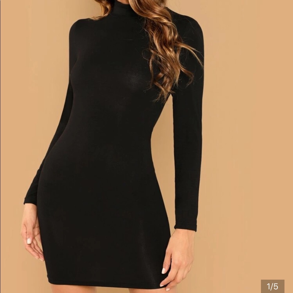 Black long sleeve bodycon mini dress